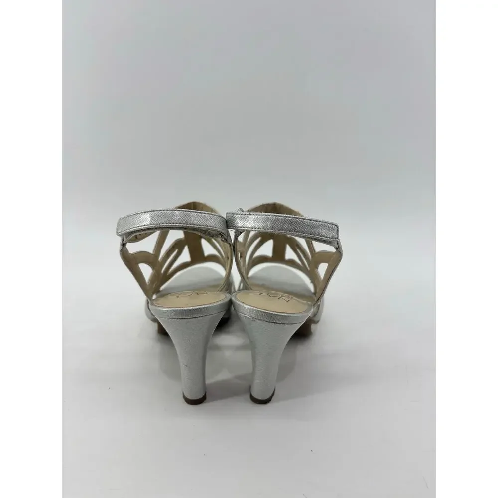 Naturalizer Danya Womens Size 7 Sandals Silver Metallic Strappy Heels